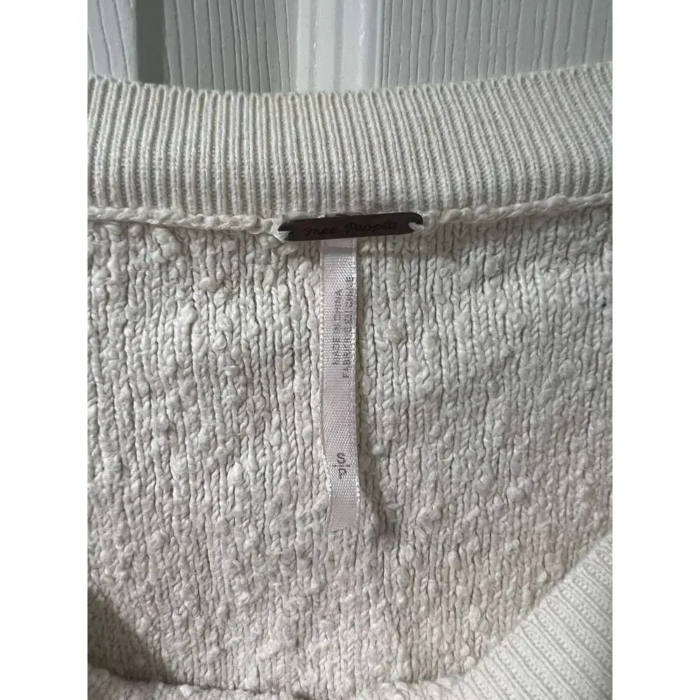 Free People Women Found My Friend Pullover Sweater Cream Petite Small A000390
